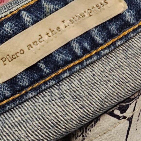 Anthropologie Pilcro  and The Letterpress Hyphen Fringe Bottom Boho Crop Jeans - Picture 6 of 10